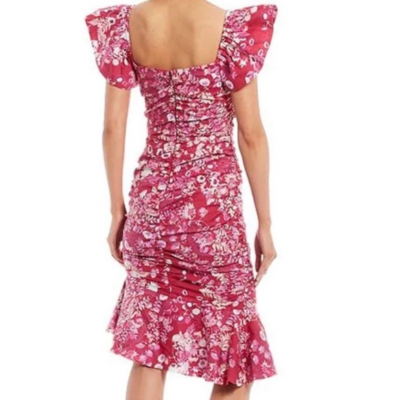 SACHIN & BABI ELLEN SQUARE NECK FLUTTER SLEEVE MIDI DRESS - Picture 2 of 4